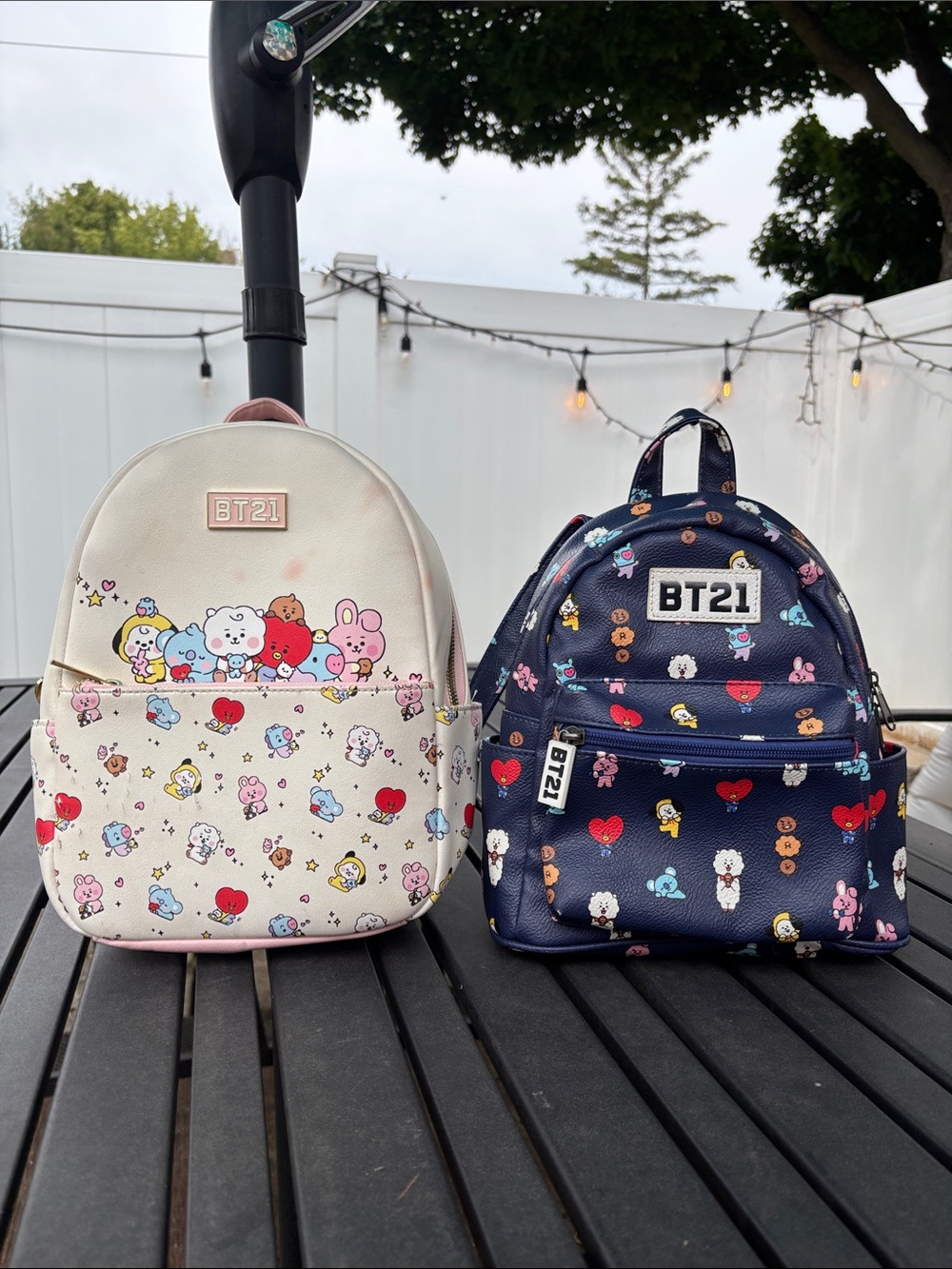 BTS Kids Mini Backpack - Navy and Cream Cute BT21 Character Print